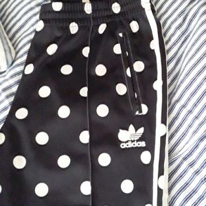 Adidas track bottoms, zip pockets, zip at botto